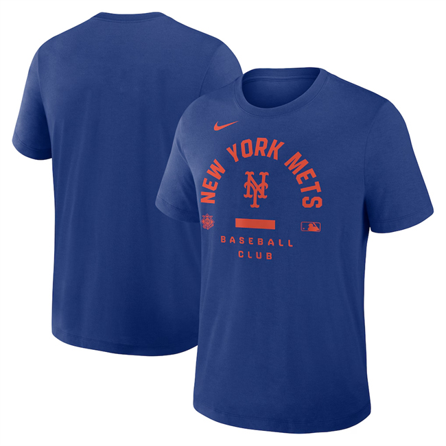 Men's New York Mets Blue Collection Early Work Tri-Blend Dri-FIT T-Shirt
